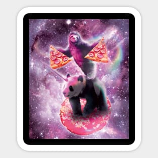 Space Pizza Sloth On Panda Unicorn On Doughnut Sticker